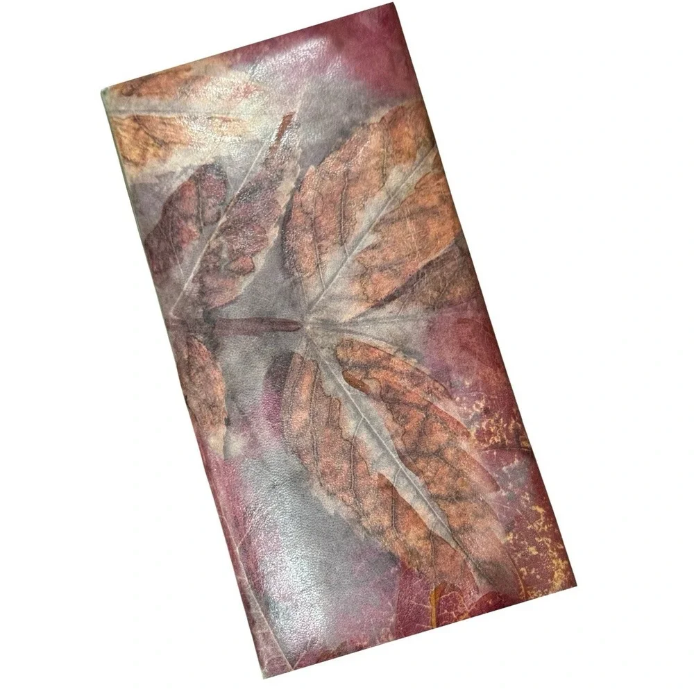 LODIS Genuine Leather Framed Clutch Wallet Watercolor Print Vintage